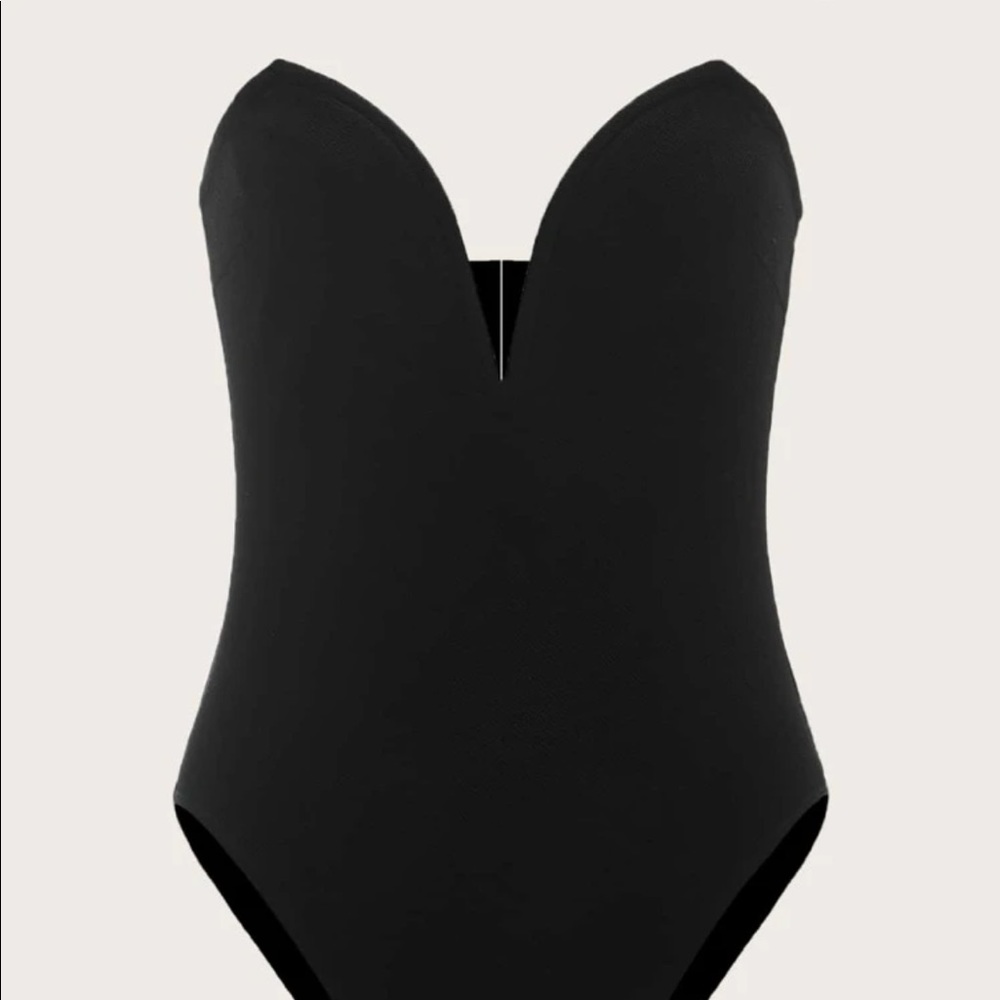 Black deep v bodysuit